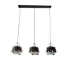 Hanglamp zwart met smoke glas 30 cm langwerpig 3-lichts - Kevin