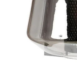 Hanglamp zwart met smoke glas 30 cm langwerpig 3-lichts - Kevin