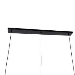 Hanglamp zwart met smoke glas 30 cm langwerpig 3-lichts - Kevin