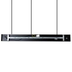 Hanglamp zwart met smoke glas 30 cm langwerpig 3-lichts - Kevin