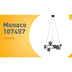 Hanglamp zwart met smoke glas rond 8-lichts - Monaco