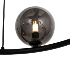 Hanglamp zwart met smoke glas rond 8-lichts - Monaco