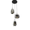 Hanglamp zwart met smoke glas rond 3-lichts - Kevin