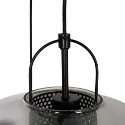 Hanglamp zwart met smoke glas rond 3-lichts - Kevin