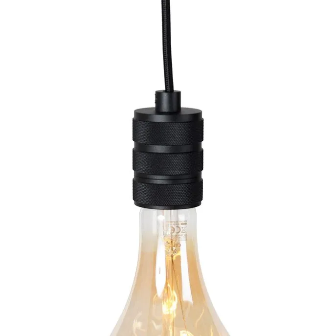 Hanglamp zwart met stekker incl. PS160 goud dimbaar- Cavalux