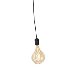 Hanglamp zwart met stekker incl. PS160 goud dimbaar- Cavalux