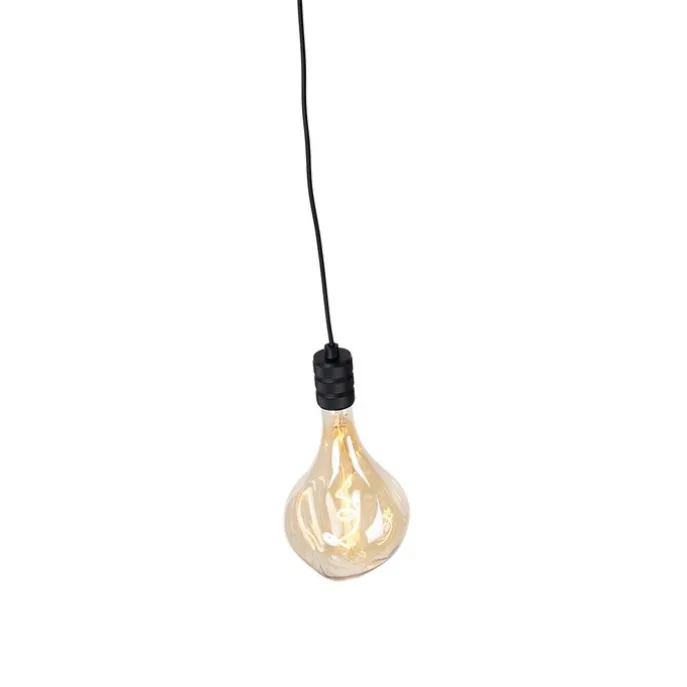 Hanglamp zwart met stekker incl. PS160 goud dimbaar- Cavalux