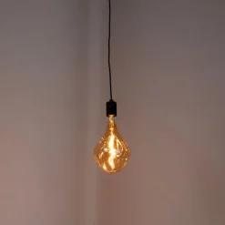 Hanglamp zwart met stekker incl. PS160 goud dimbaar- Cavalux