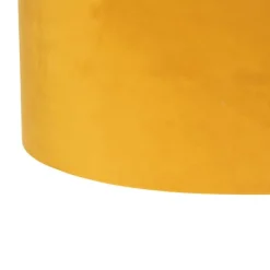 Hanglamp zwart met velours kappen oker met goud 35 cm - Blitz