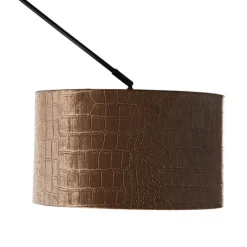 Hanglamp zwart met velours kap krokodil dessin 35cm - Blitz