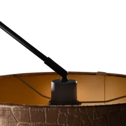 Hanglamp zwart met velours kap krokodil dessin 35cm - Blitz