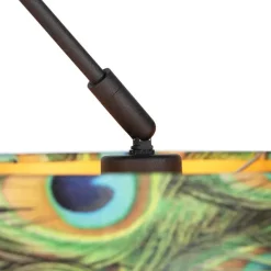 Hanglamp zwart met velours kap pauw met goud 35 cm - Blitz