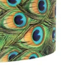 Hanglamp zwart met velours kap pauw met goud 35 cm - Blitz