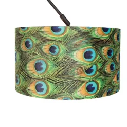 Hanglamp zwart met velours kap pauw met goud 35 cm - Blitz