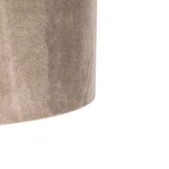 Hanglamp zwart met velours kap taupe met goud 35 cm - Blitz