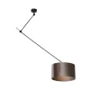 Hanglamp zwart met velours kap taupe 35cm - Blitz