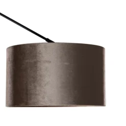 Hanglamp zwart met velours kap taupe 35cm - Blitz
