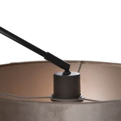 Hanglamp zwart met velours kap taupe 35cm - Blitz