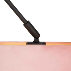 Hanglamp zwart met velours kap oud roze met goud 35 cm - Blitz