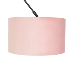 Hanglamp zwart met velours kap oud roze met goud 35 cm - Blitz