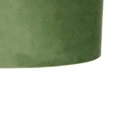 Hanglamp zwart met velours kap groen met goud 35 cm - Blitz