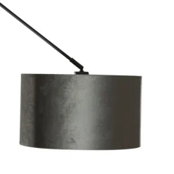 Hanglamp zwart met velours kap groen 35cm - Blitz