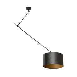 Hanglamp zwart met velours kap groen 35cm - Blitz