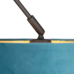 Hanglamp zwart met velours kap blauw met goud 35 cm - Blitz