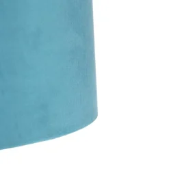 Hanglamp zwart met velours kap blauw met goud 35 cm - Blitz