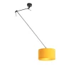 Hanglamp zwart met velours kap oker met goud 35 cm - Blitz