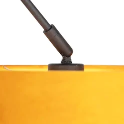 Hanglamp zwart met velours kap oker met goud 35 cm - Blitz