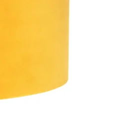 Hanglamp zwart met velours kap oker met goud 35 cm - Blitz