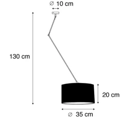 Hanglamp zwart met velours kap oker met goud 35 cm - Blitz