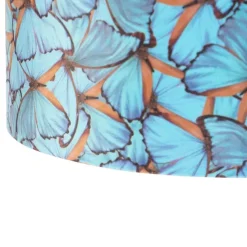 Hanglamp zwart met velours kappen vlinders met goud 35 cm 2-lichts - Blitz