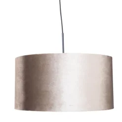 Hanglamp zwart met velours kap taupe 50cm - Combi 1