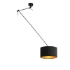 Hanglamp zwart met velours kap zwart met goud 35 cm - Blitz