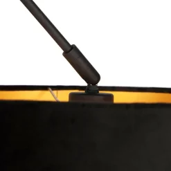 Hanglamp zwart met velours kap zwart met goud 35 cm - Blitz