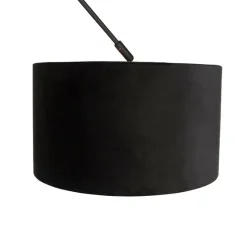Hanglamp zwart met velours kap zwart met goud 35 cm - Blitz