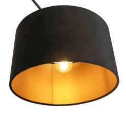 Hanglamp zwart met velours kap zwart met goud 35 cm - Blitz