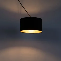 Hanglamp zwart met velours kap zwart met goud 35 cm - Blitz