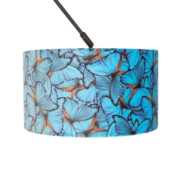 Hanglamp zwart met velours kap vlinders met goud 35 cm - Blitz