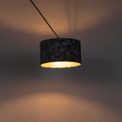 Hanglamp zwart met velours kap vlinders met goud 35 cm - Blitz