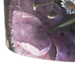 Hanglamp zwart met velours kappen bloemen met goud 35 cm 2-lichts - Blitz