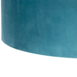 Hanglamp zwart met velours kappen blauw met goud 35 cm 2-lichts - Blitz