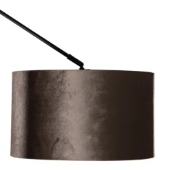 Hanglamp zwart met velours kap bruin 35cm - Blitz