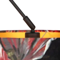 Hanglamp zwart met velours kap bloemen met goud 35 cm - Blitz