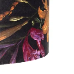 Hanglamp zwart met velours kap bloemen met goud 35 cm - Blitz