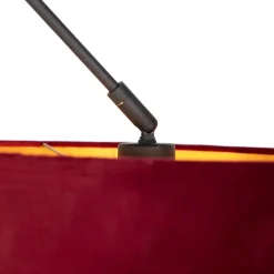 Hanglamp zwart met velours kap rood met goud 35 cm- Blitz