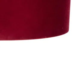 Hanglamp zwart met velours kap rood met goud 35 cm- Blitz