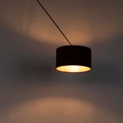 Hanglamp zwart met velours kap rood met goud 35 cm- Blitz